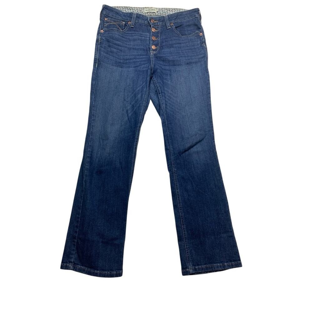 Ariat size 31 short high rise straight Real Denim Jeans Blue Stitching cowgirl r